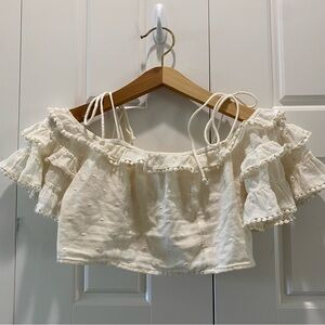 American Eagle Outfitters Cream Ruffle Blouse